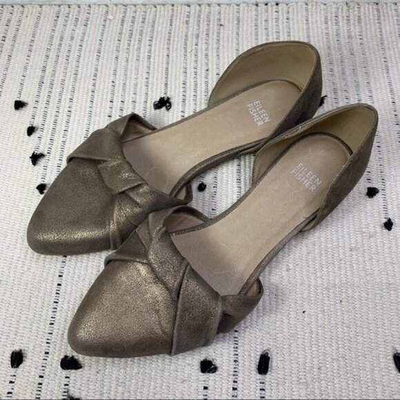 Eileen Fisher Fuller Suede D'orsay Twisted Flat - Picture 3 of 8